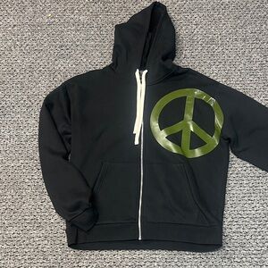 Black Hoodie with Green Peace Sign